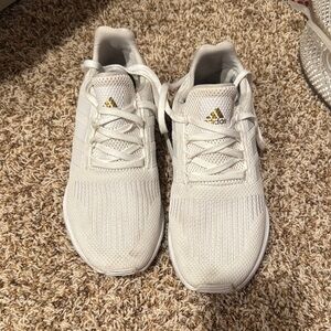 Adidas White Running Shoes with Gold Accents